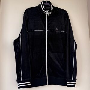 Original Penguin Black Zip Up velvet Sweater
